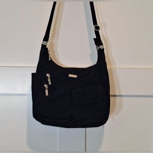 Baggalini Modern Everywhere Bag Crossbody Black Nylon Travel Pockets Adj Strap